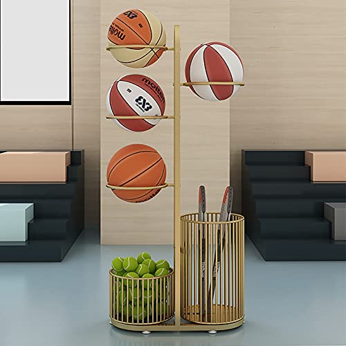 Basketbalwagen Opbergrek voor Basketbal/Tennis, Gouden Vloerstandaard Organizer voor Sportuitrusting voor… - Image 4
