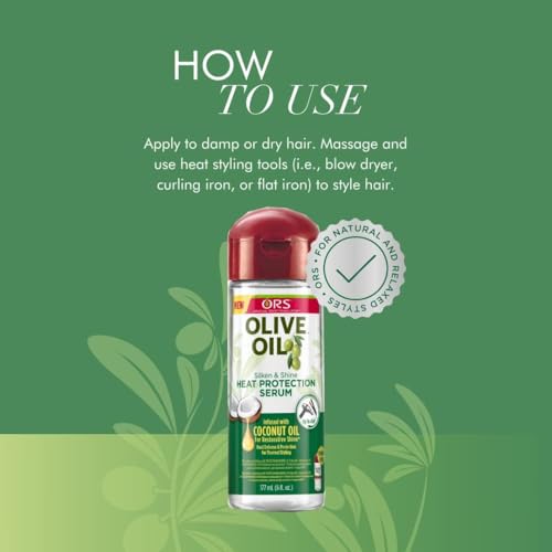 ORS Olive Oil Heat Protection Hair Serum - 177 ml, Infused With Coconut Oil, For Restorative Shine, With Frizz Free & Fast Drying Formula - Image 5
