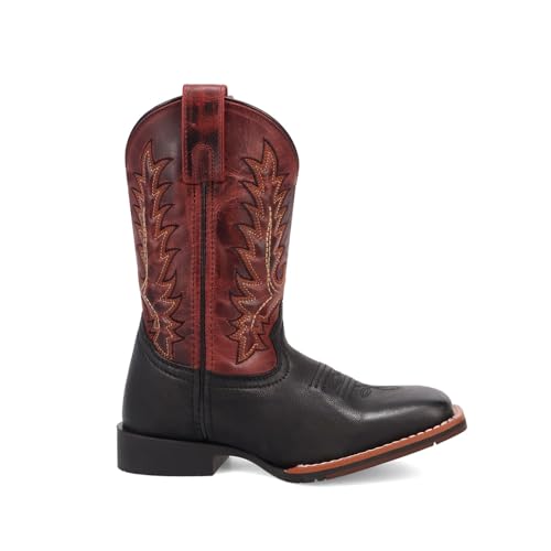 Dan Post Boots Kids Boys Dexter Embroidered Square Toe Pull On Casual Boots Mid Calf - Black