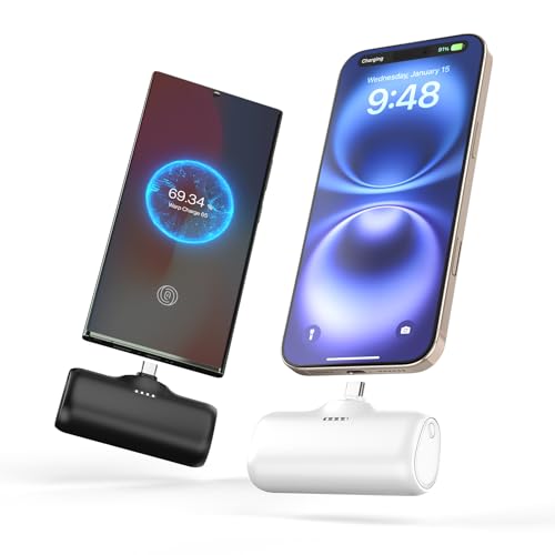 A ADDTOP [2-Pack] Mini Portable Charger 5000mah - 15W Fast Charging Portable Phone Charger Ultra-Compact USB C Battery Pack for iPhone 16/15 Series/Galaxy/Android etc