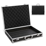 Aluminum Hard Case Briefcase Box Lockable Flight Case Container for Test Instruments Cameras Tools Mechanical Garage Black
