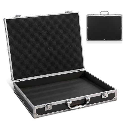 ERINGOGO Aluminum Briefcase - 11 Inch Hard Laptop Briefcases with Lock, Multifunctional Attache Case Black 37x28.5x7.5cm