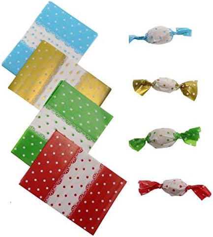 Penta Angel Candy Wrappers 400Pcs Twisting Wax Caramel Paper Sweets Lolly Baking Nougats Wrapping Paper for Homemade Wedding Birthday Christmas Chocolate Candy Packaging (Dot)
