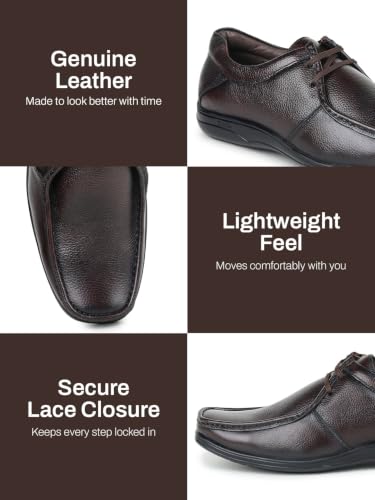 Image of Zoom Shoes ZA-3690 Men's Genuine Leather Derby Formal Shoes | Lightweight, Comfortable & Stylish Lace-Ups for Office, Business