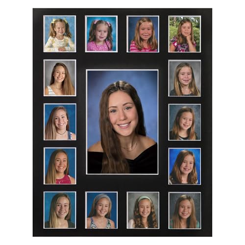 Image of 11X14 Bulk 3 School Days Picture Mat with Multiple Openings-Years Photo Collage - Days are Long Picture Mat - No Frame - 2 Pre-School & Kindergarten to 12th Grade (15 Photos, 2PreK-12th, Black)