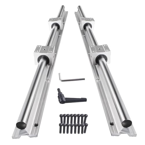 CNCMANS Linear Rail 2PCS SBR12 1000mm Fully Supported Linear Rail Shaft Guide 12mm with 4PCS SBR12UU Slide Bearing Block, Linear Rails and Bearings Kit for CNC Machine