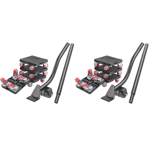 ISTOVO Lot de 2 outils de déménagement de meubles, 400 kg, avec 4 roues et élévateur portable, pour déménagement de meubles, réfrigérateurs, canapés...