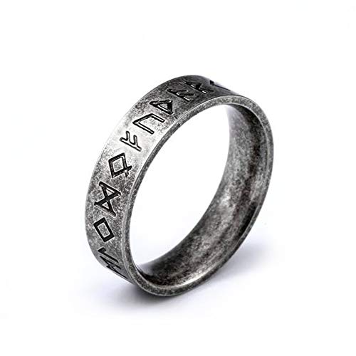 BlackAmazement 316L Edelstahl Ring Runen Wikinger Schriftzeichen Germanen 6mm Herren (63 (20.1))