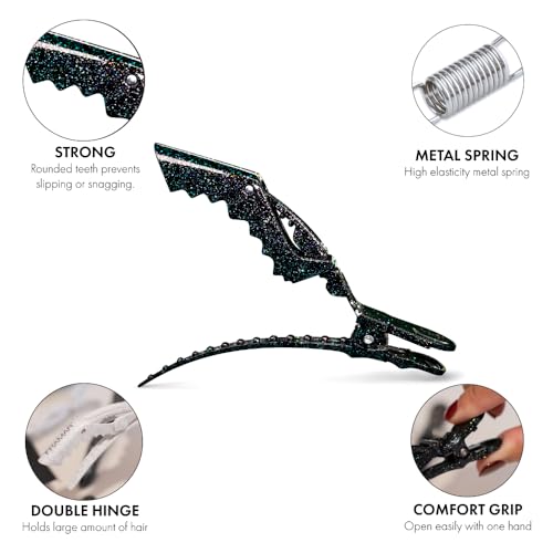 image for FRAMAR Glitter Hair Clip Set - Alligator Clips For Hair Styling, Hair 