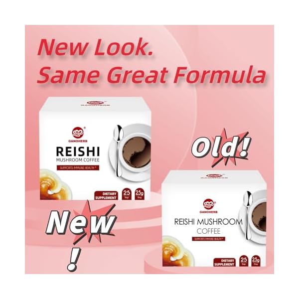 GANOHERB Reishi Mushroom Coffee Mix, Organic Instant Ganoderma Cafe with 100 Natural Ganoderma