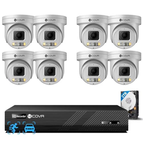4COVR PoE PTZ Security Camera System 8 Channel 4K, 8X 8MP IP PTZ Camera Two Way Audio, 280? Pan 90? Tilt 5X Optical Zoom, Smart Color Night Vision, Human Vehicle Detection, NVR 2TB HDD, LY5X