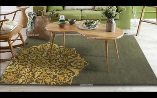 Image of Carpets and Rugs Handwoven Woolen Thick Floral and Contemporary Designs for Area Rugs, Carpets for Living Room, Bedroom, Hall Size 9x12 feet