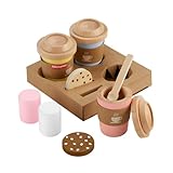 Fisher-Price Set de café para Llevar de Madera, Juguete de imitación con 15 Piezas Fabricadas en Material Certificado FSC, Juego Inspirado en Montessori, +3 años (HXT85)
