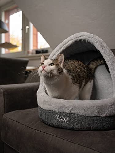 TrendPet LunaHome Kuschelhöhle für Hunde und Katzen und grau und beige (Grau)