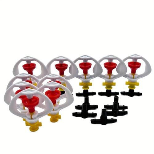 10 Set Misting Nozzle with Small Hook, Micro Atomizing Sprinkler Head, Plastic Garden Irrigation Dripper Spray Nozzle for Farmland Greenhouse Irrigation System