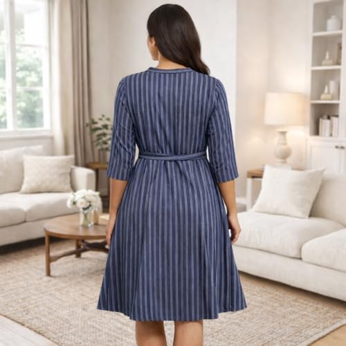 Image of CAMEY Women Striped Cotton Dress