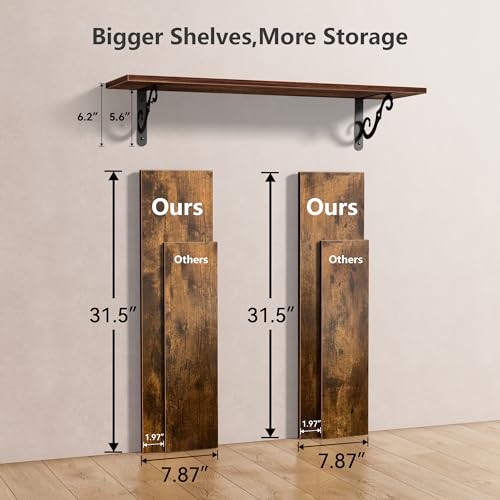 Muxx.Stil UWS01FG01 Floating Shelves, Long Wall Shelves Set Of 2, 31.5 Inch Wall Mounted Shelves With Brackets For Bedroom thumb #2