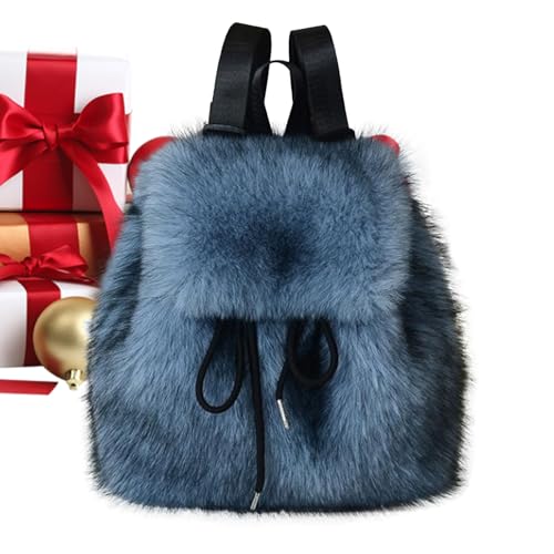Mochila Doudou – Piel sintética suave | Bolso lindo cordón de sujeción | Correa de hombro ajustable | Compacto ligero cálido y cómodo | Viaje invierno Senderismo Escuela Navidad para mujer niño