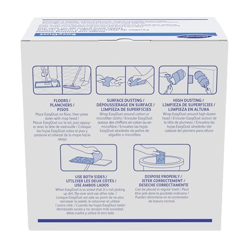 Image of Diversey 9292466 EasyDust Single-use Dusting Sheets, Disposable Multisurface Cleaning Wipes for Floors, Dust Wipes Trap Dirt, Unscented 5x6-inch Sheets, 250-Sheets, 1-Box