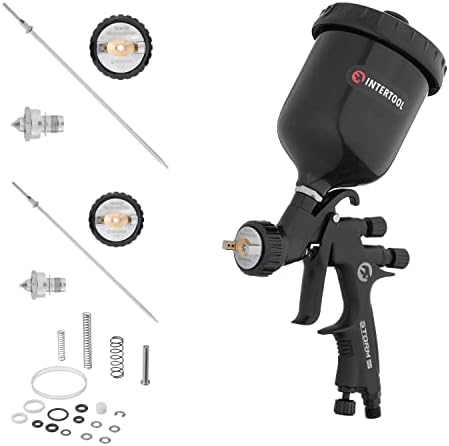 INTERTOOL HVLP 1.8 mm Air Spray Gun with 1.3 mm and 1.4 mm Nozzle Kits, Plus Spare Parts Kits PT08-0168B