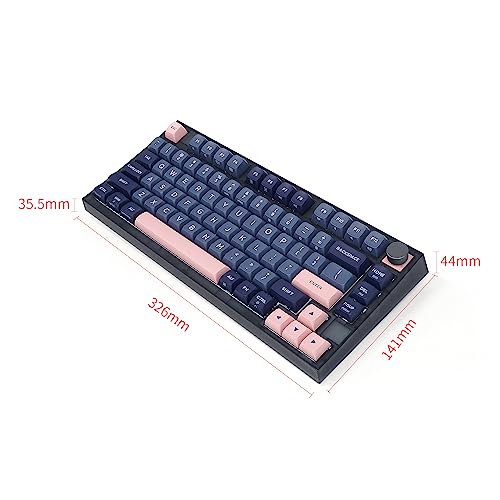 Image of MOLGRIA SKYLOONG GK75 75-Key RGB Backlit Gaming Keyboard with Dark Blue and Pink PBT Keycaps, Hot Swappable Yellow Mechinery Switches, Type C Wired Knob Mechanical Keyboard for Win /Mac OS