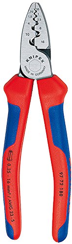 Knipex Alicate de crimpagem 97 72 180 para mangas de extremidade 0,25 – 16 mm com alça macia
