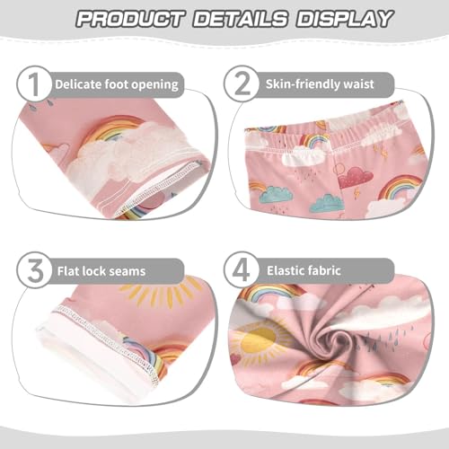 Pink Rainbow Rain Pattern Girls Leggings Soft Stretch Workout Yoga Dance Pants for Kids Casual Tights3