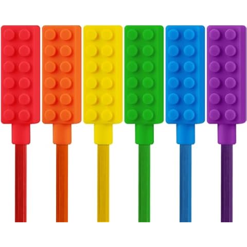 6 Packs Sensory Chew Pencil Toppers for Sensory Kids, Boys and Girls, Chewable Pencil Covers for Chewers with Autism, ADHD, SPD, or Special Oral Motor Need Cover