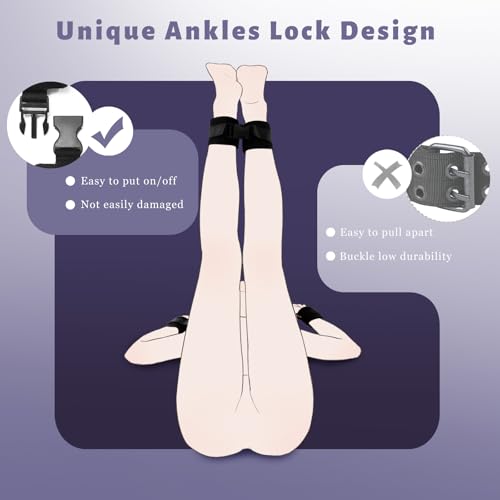 Image of Bondage BDSM Restraints Ankle Restraints Lock Neck to Thigh /Ankle Cuffs Sex Straps Bed Restraints Sex Things for Couples Kinky Sex Sling Sex Toys Game Play