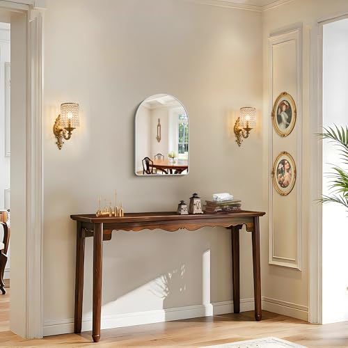 Image of FORBATH Arched Bathroom Mirror 16x24 Inch, Silver Bathroom Mirror Wall Mounted Modern Aluminum Alloy Frame Arch Mirror for Bedroom Living Room Entryway, Hanging or Leaning Against Wall