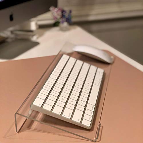 Clear Computer Stand & Keyboard Stand, Acrylic Computer Monitor Riser with Sturdy, Hold up to 50lbs Desktop Monitor Stand Heavy Duty Computer Stand Acrylic, Tilted Keyboard Riser for Ergonomic Typing