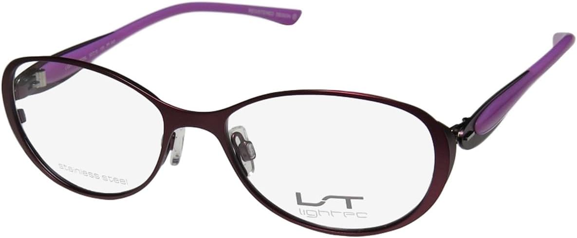 Lightec 7039l For Ladies/Women Designer Flexible Hinges Stainless Steel Upscale Sleek Eyeglasses/Frames (50-15-135, Plum/Purple)