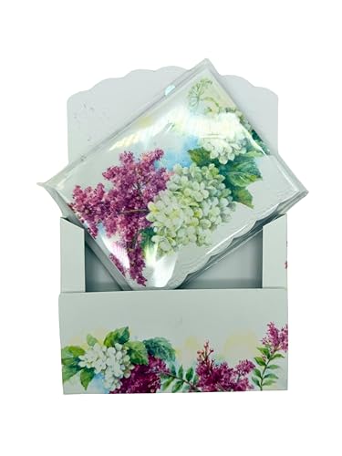 Image of Poster Foundry White Hydrangeas Boxed Note Cards by Carol Wilson. 10 embossed 4x5 Die-Cut Notecards and Matching Envelopes in Decorative Gift Box with Magnetic Flap. NCP2469