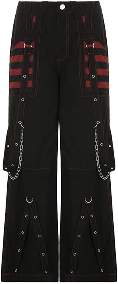 Harajuku Pants Grunge Jeans Punk Gothic Baggy Cargo Pants Rock Hip Hop Trousers Flare Wide Leg Alt Emo Aesthetics Medium
