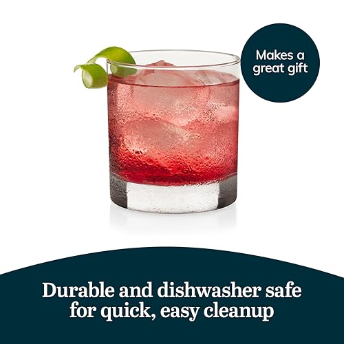 image for Libbey Heavy Base Rocks Cocktail Glasses Set, Clear Whiskey Glasses Se