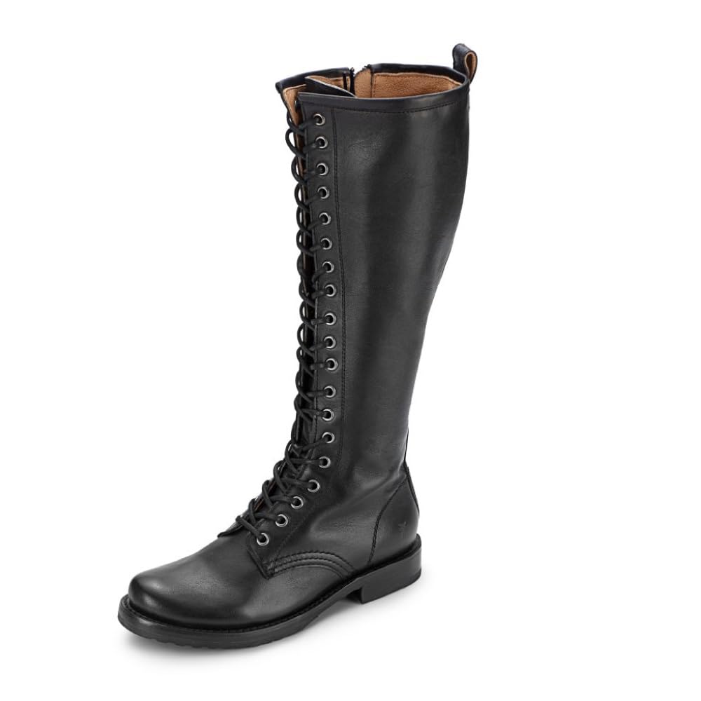 Frye Veronica Tall 15 Combat Boots for Women - Full-Grain Leather Upper with Leather Lining Inside Zip Waxed
