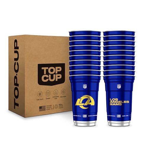 Top Cup NFL Los Angeles Rams 20 oz Reusable Aluminum Cups 20 Count | Officially Licensed Durable Reusable & Recyclable Made in USA