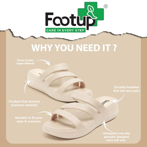 Image of FOOT UP Women's Soft EVA Slip-On Slippers | Lightweight Open Toe Sandals for Women & Girls | Comfortable Casual Footwear with Cushioned Sole | Indoor & Outdoor Use Slides for Home, Travel & Movement