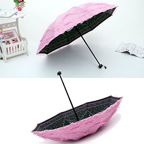 Wanlian Foldcompact Sun&Rain Travel Umbrella Lightweight Portable Outdoor Golf Umbrella With 95% Uv Protection (Pink #TOP5