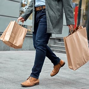 Image of RanGit Bhumi Gift Bags- 10pcs Large Brown Paper Bags for Shopping Retail Paper Carry Bags, Party Favor Return Gifting Covers, Disposable Recyclable Eco Friendly (12x5x16 in Brown, 10 pack)