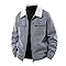FXVZVFES Casaco Corduroy Masculino Fleece Forrado Mangas Longas Lapela inverno Quente Casual Loose Fit Zip Up Trucker Cargo Coat,Gray,L