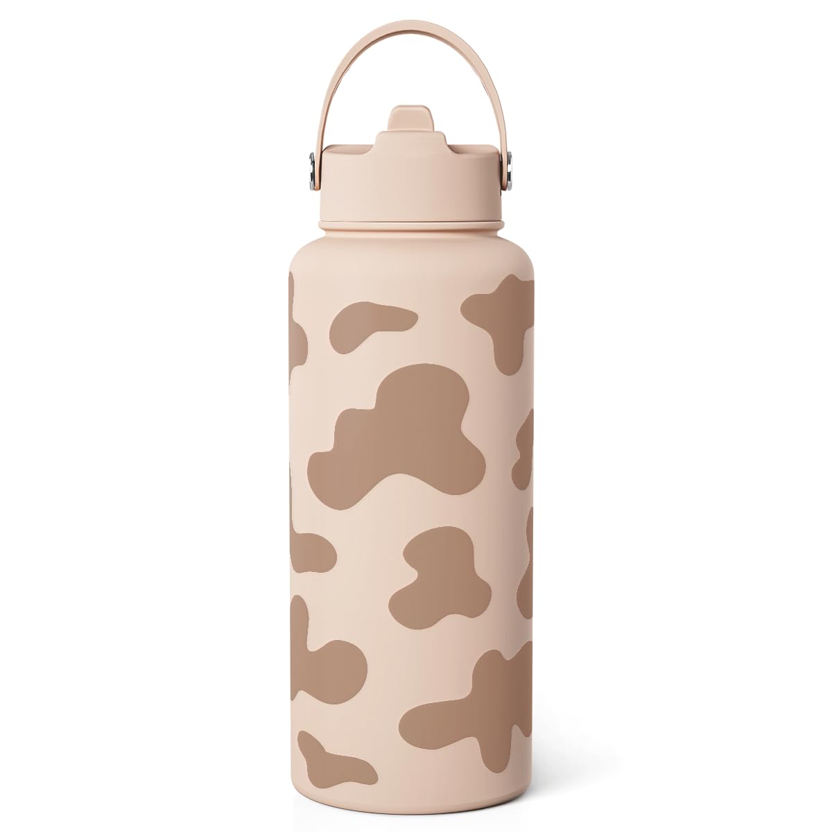 Cow Print Water Bottle 32oz Stainless Steel with Lid, Insulated Bottles for Sports Travel Outdoor, Gifts for Women Girls Birthday Christmas