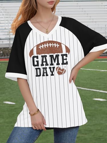 Football Shirts for Women Oversized Game Day Shirt Football Mom Tshirt Funny Graphic Sunday Tee Funday Sport Season Tops3