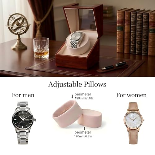 Image of Automatic Watch Winder, Ultra-Quiet Motor (<10dB), Single Watch Winder Box with AC & Battery Power, Hand-Polished High-Gloss Piano Finish, Luxury Watch Winder for Men, Fits Most Automatic Mechanical Watches