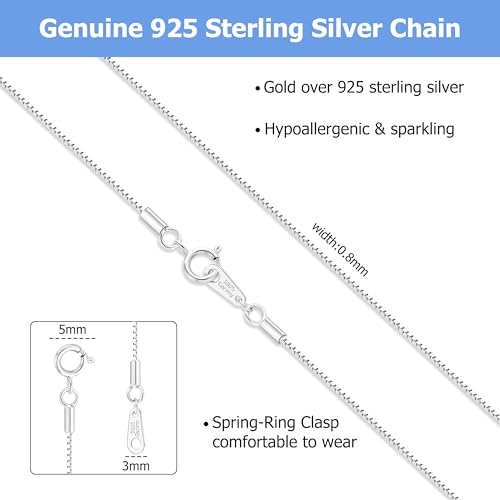 Gacimy 925 Sterling Silver Box Chain Necklace for Women, 0.8MM 1.0MM 1.2MM 1.5MM 1.7MM 2.0MM Width4
