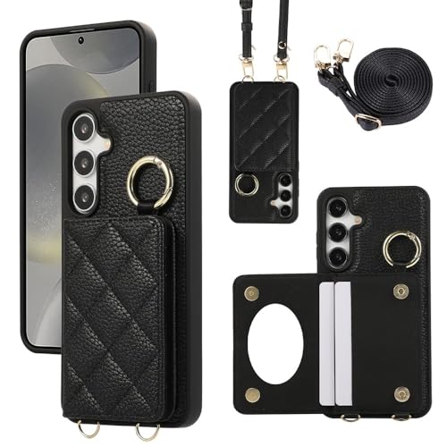 Étui portefeuille pour Samsung S23 Plus résout le manque de poches avec sa bandoulière noire