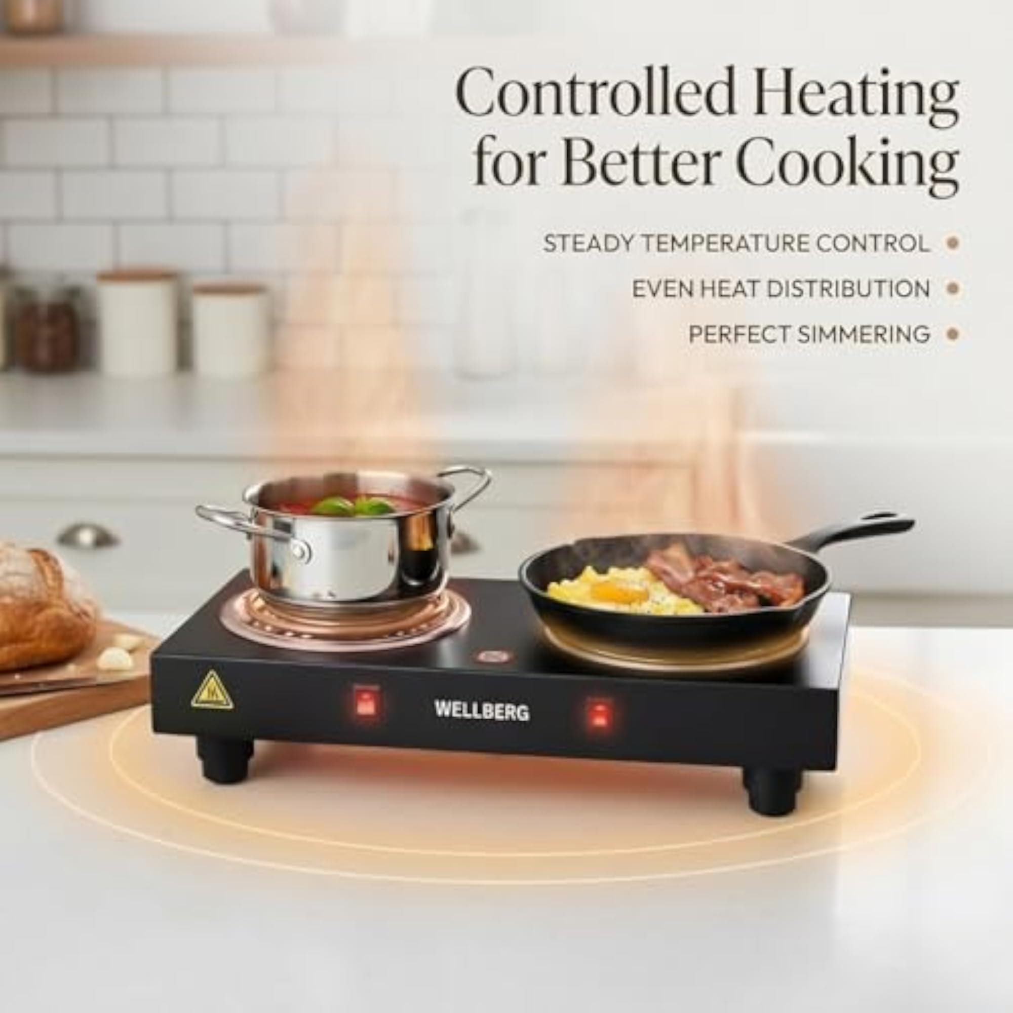 Double Burner Electric Stove 2000W, Portable Cooking Appliance