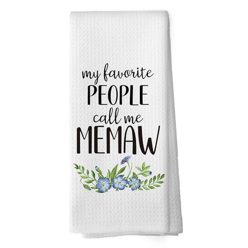shiviody Memaw Gifts Kitchen Towels - Grandma Gifts from Grandkids Dish Towels, Rustic Grandma Mothers Day Birthday Decorative Absorbent Dishcloths Hand Towel for Kitchen Decor 16x24 Inches