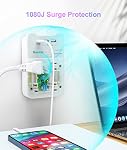 Multi Plug Outlet Extender Surge Protector, 30W PD USB Wall Charger, 4 AC Outlet Splitter with 3 USB Wall Plug, 1080J Power Strip Multiple Plug Adapter for Home, Travel, College Dorm Room