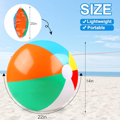 image for REGUICORP 2 Pack Beach Balls, 20 Inch Beach Balls, Rainbow Color Pool 